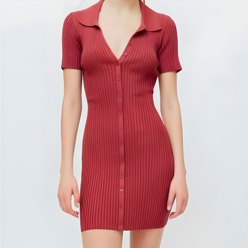 Urban Outfitters Dale Ribbed Bodycon Polo Dress